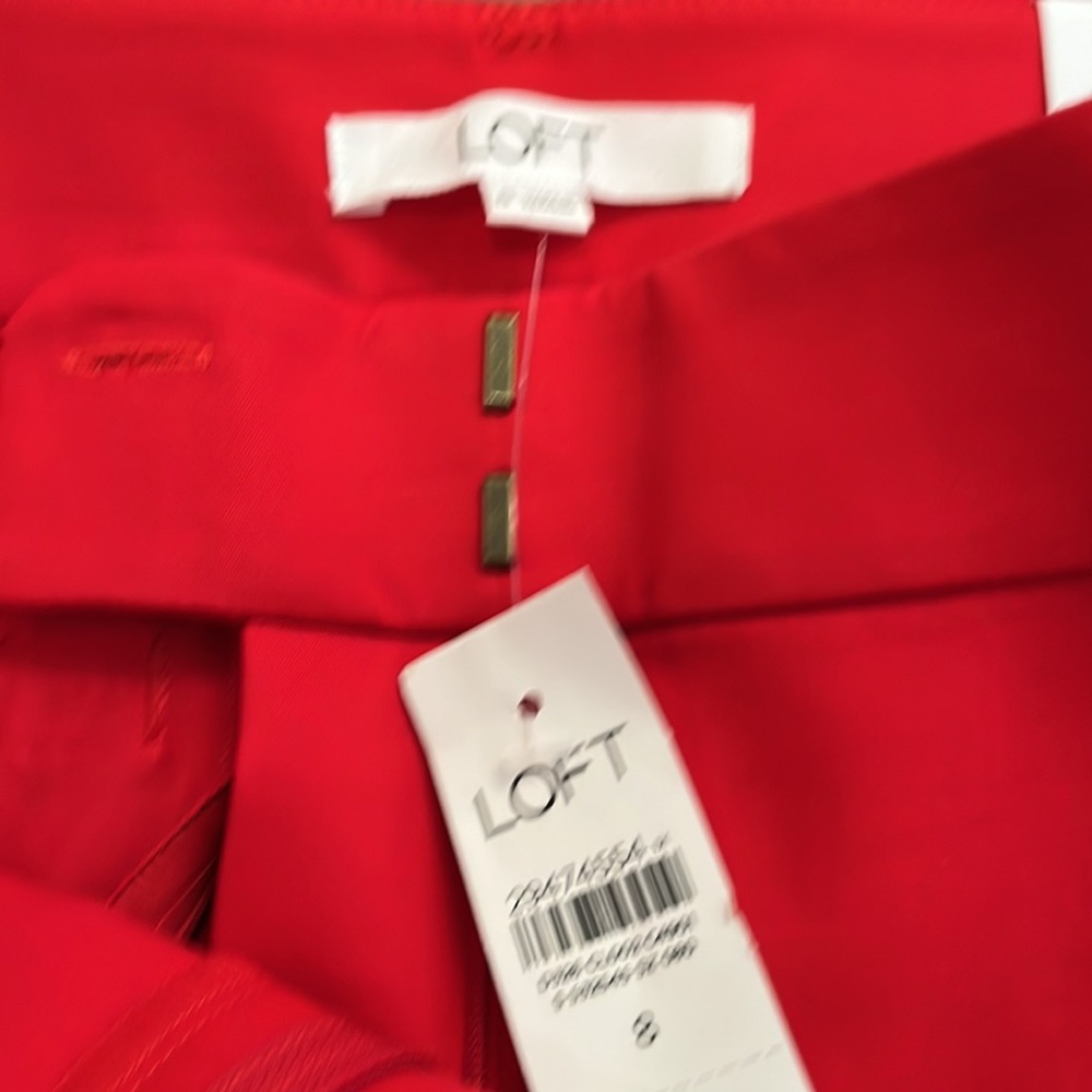 LOFT Bright Red Cropped Dress Pants - Picture 6 of 7